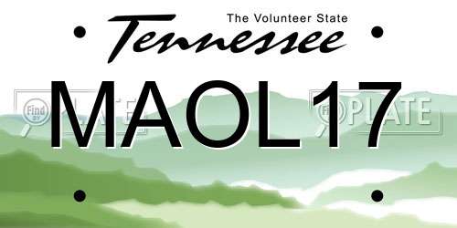 MAOL17 Tennessee License Plate