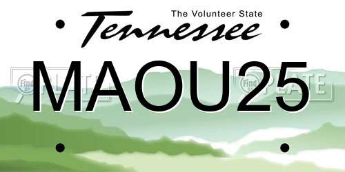 MAOU25 Tennessee License Plate