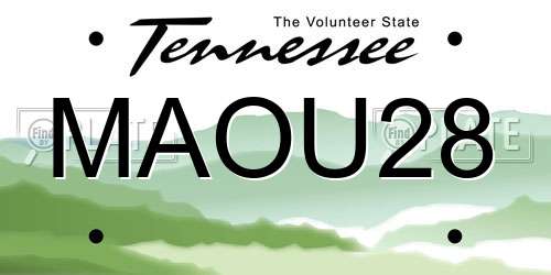 MAOU28 Tennessee License Plate
