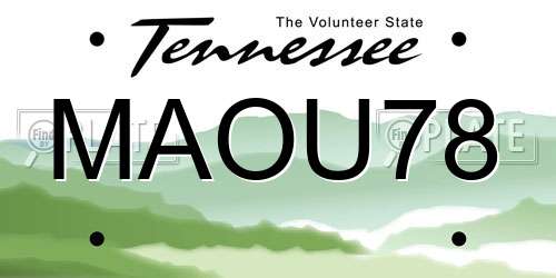 MAOU78 Tennessee License Plate