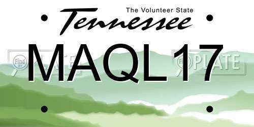 MAQL17 Tennessee License Plate