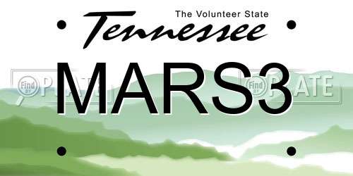 MARS3 Tennessee License Plate