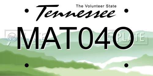 MAT04O Tennessee License Plate