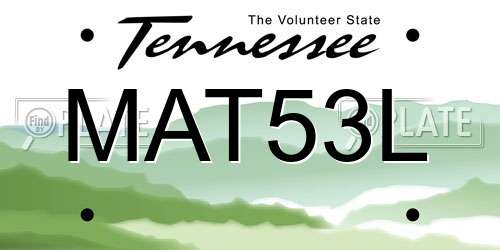 MAT53L Tennessee License Plate