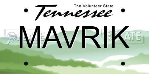MAVRIK Tennessee License Plate