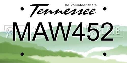 MAW452 Tennessee License Plate