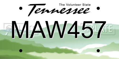 MAW457 Tennessee License Plate