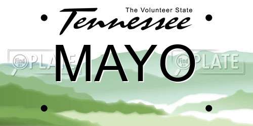 MAYO Tennessee License Plate