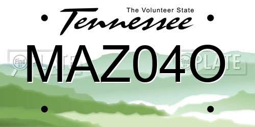 MAZ04O Tennessee License Plate