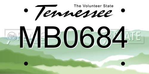 MB0684 Tennessee License Plate