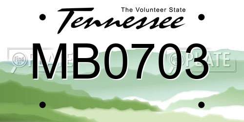 MB0703 Tennessee License Plate
