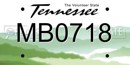 MB0718 Tennessee License Plate