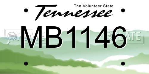 MB1146 Tennessee License Plate