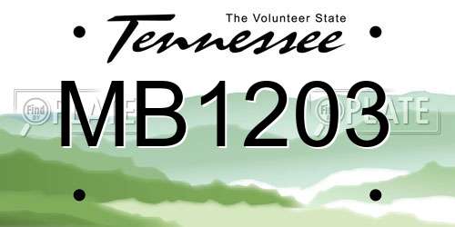 MB1203 Tennessee License Plate