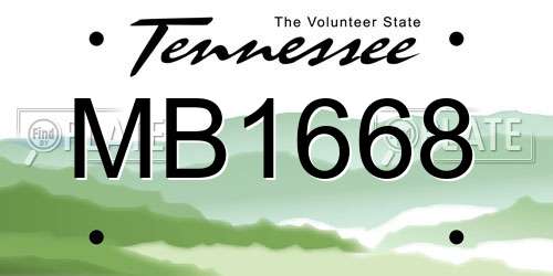 MB1668 Tennessee License Plate