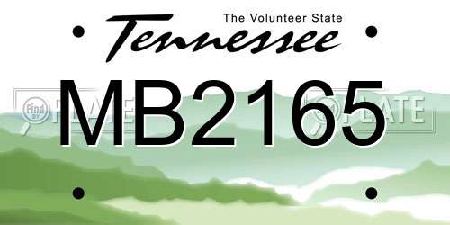 MB2165 Tennessee License Plate