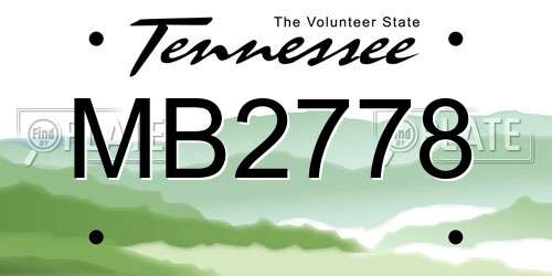 MB2778 Tennessee License Plate