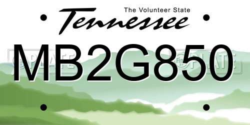 MB2G850 Tennessee License Plate