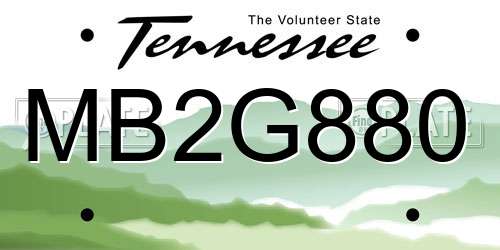 MB2G880 Tennessee License Plate