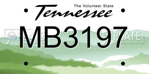 MB3197 Tennessee License Plate
