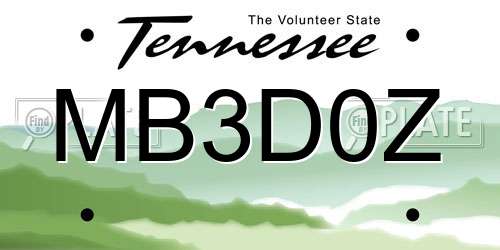 MB3D0Z Tennessee License Plate