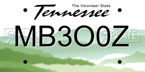 MB3O0Z Tennessee License Plate