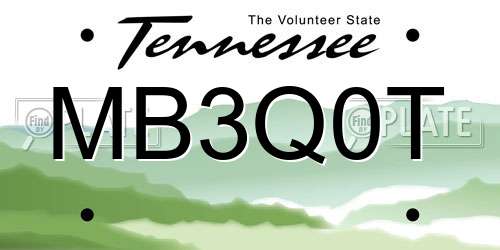 MB3Q0T Tennessee License Plate
