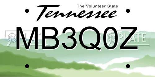 MB3Q0Z Tennessee License Plate