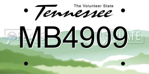 MB4909 Tennessee License Plate