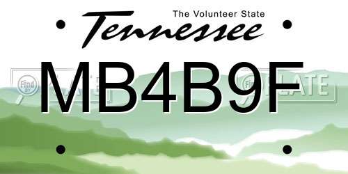 MB4B9F Tennessee License Plate