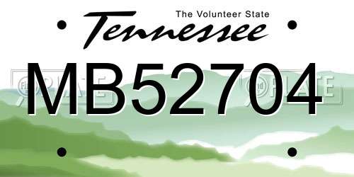 MB52704 Tennessee License Plate