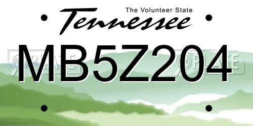 MB5Z204 Tennessee License Plate