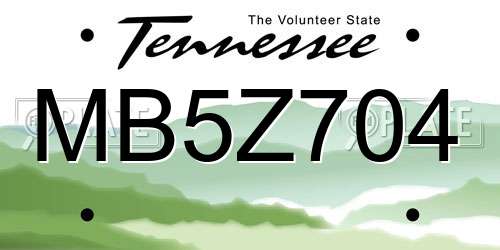 MB5Z704 Tennessee License Plate