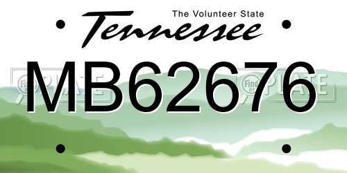 MB62676 Tennessee License Plate