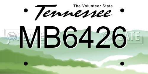 MB6426 Tennessee License Plate