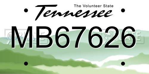 MB67626 Tennessee License Plate