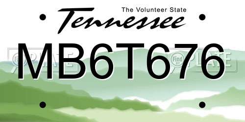 MB6T676 Tennessee License Plate