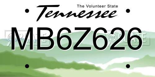 MB6Z626 Tennessee License Plate