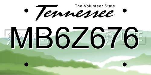 MB6Z676 Tennessee License Plate