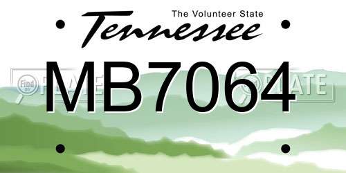 MB7064 Tennessee License Plate
