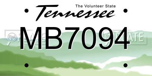MB7094 Tennessee License Plate