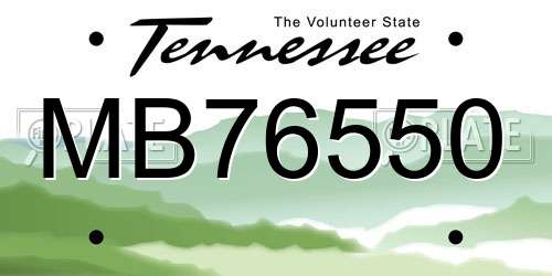 MB76550 Tennessee License Plate