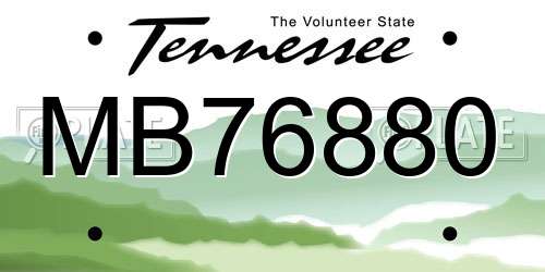 MB76880 Tennessee License Plate