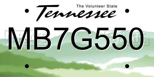 MB7G550 Tennessee License Plate