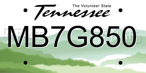 MB7G850 Tennessee License Plate