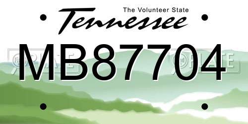 MB87704 Tennessee License Plate