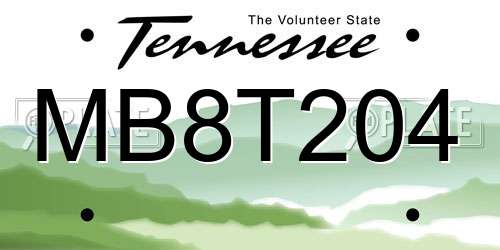 MB8T204 Tennessee License Plate