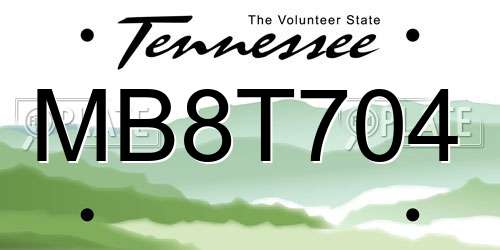 MB8T704 Tennessee License Plate