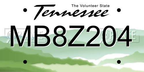 MB8Z204 Tennessee License Plate