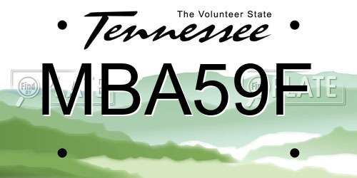 MBA59F Tennessee License Plate
